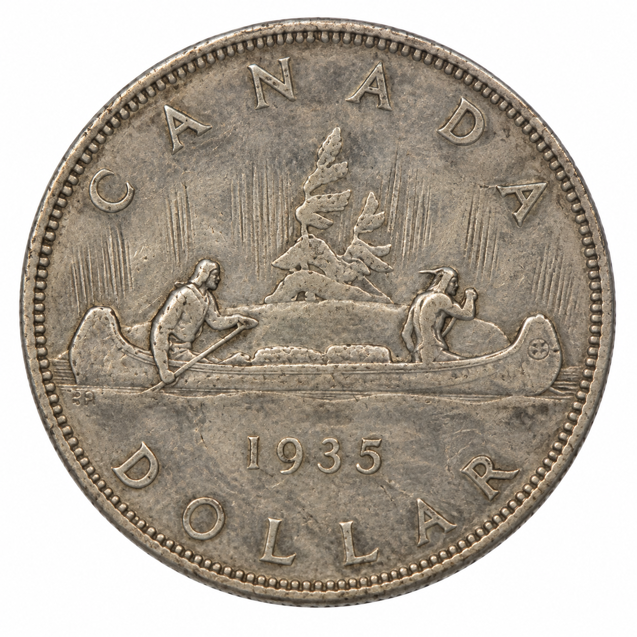 1935 Canada Silver Dollar $1 King George V Voyageur 80% Silver VF