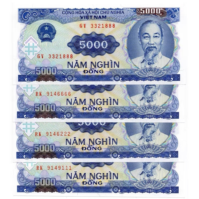 Vietnam 5000 Dong Banknote Fancy Serial Number 444/777 Random Pick UNC