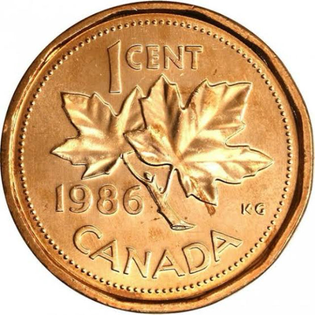 1986 Canada One Cent  Copper Penny BU