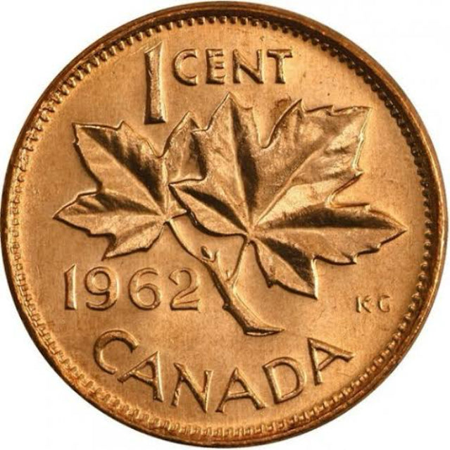 1962 Canadian 1-Cent Maple Leaf Twig Penny BU