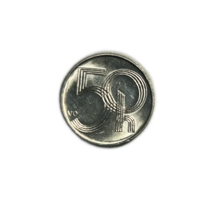 Pièces tchèques de 50 hele en aluminium, 19 mm de diamètre, année aléatoire