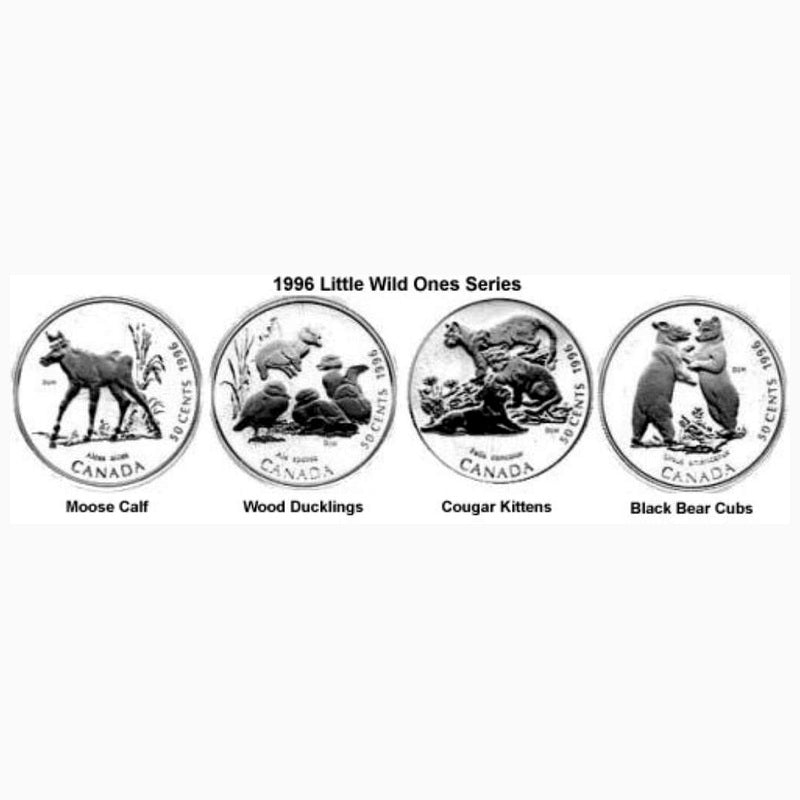 1996 Canada Little Wild Ones 4-Coin Sterling Silver 50c Proof Set RCM