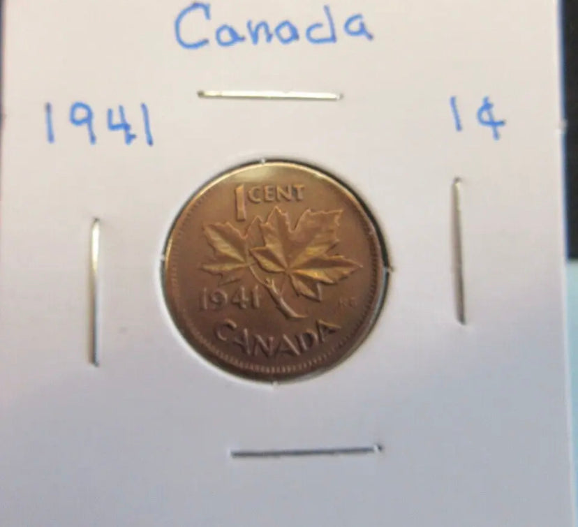 1941 1 Cent Canadian Penny Circulated Very Fine Condition