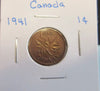 1941 1 Cent Canadian Penny Circulated Very Fine Condition