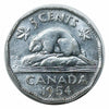 Pièce canadienne de 5 cents en nickel castor de 1954 (circulée) AU