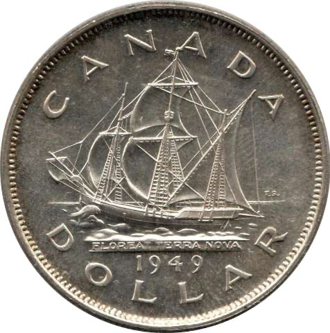 1949 Bank Of Canada Silver $1 Dollar UNC MS 65
