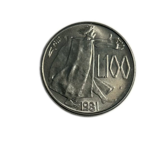 1981 San Marino 100 LIRE, Figure with Outstretched Arms UNC