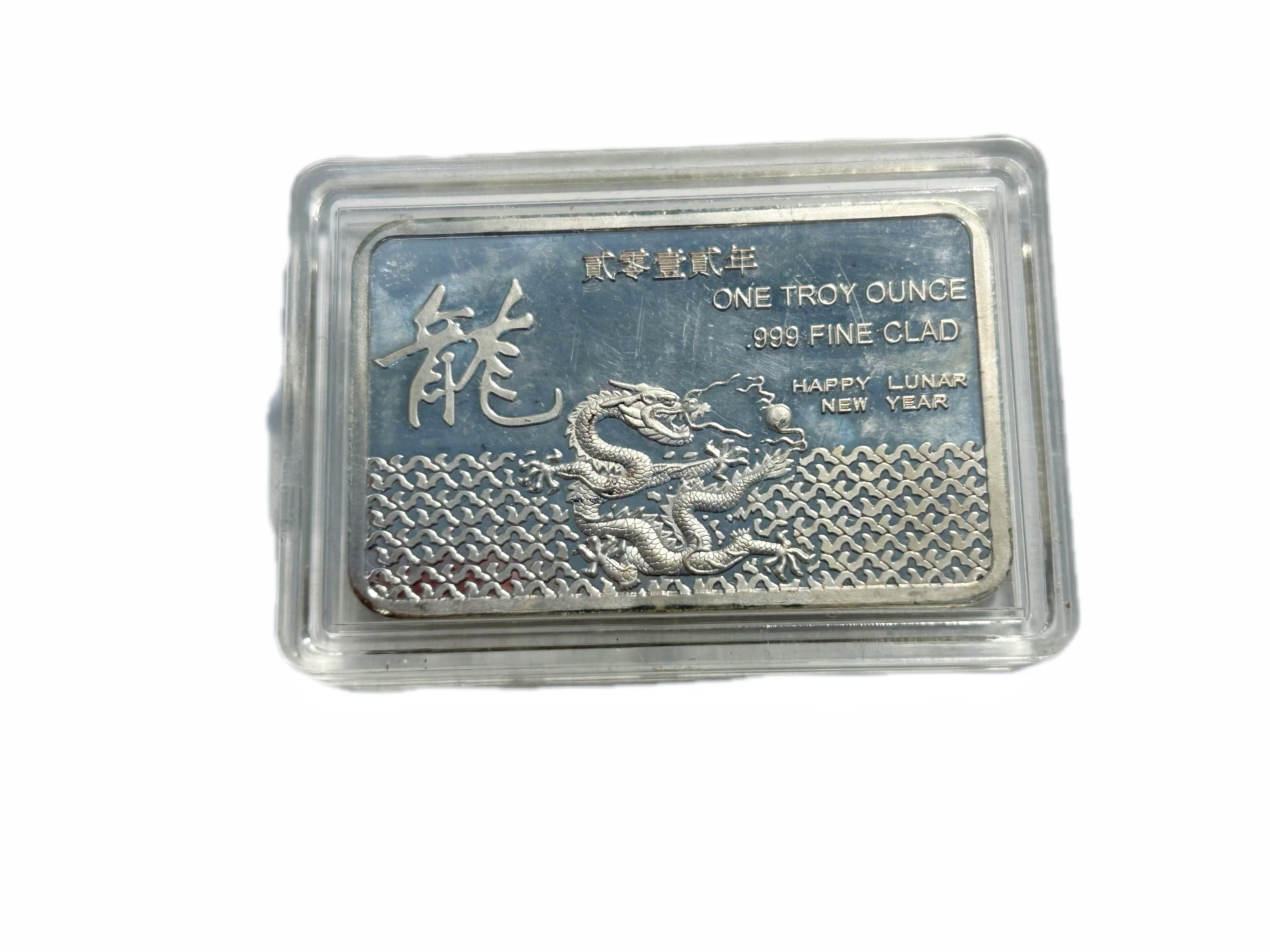 Lucky Craft Coin Dragon Rectangular Color Coin  Medal in Capsule