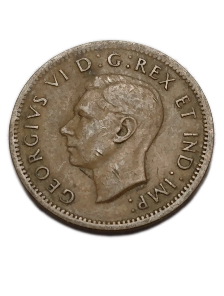 1 Cent kanadischer Penny von 1938 im Umlauf, sehr guter Zustand