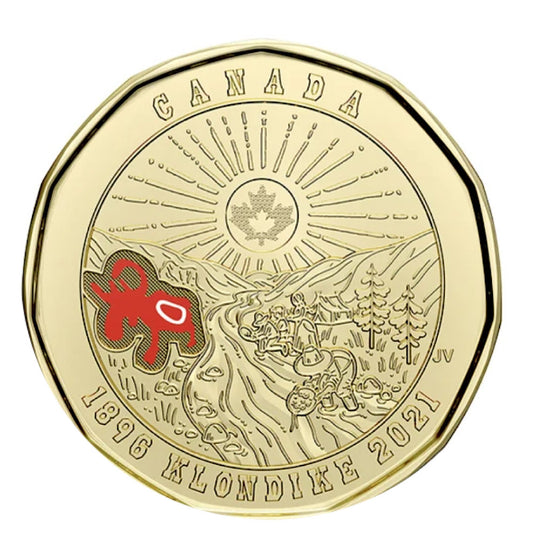 2021 Canada Klondike Gold Rush Loonie Coin, Colored / Non-Colored BU