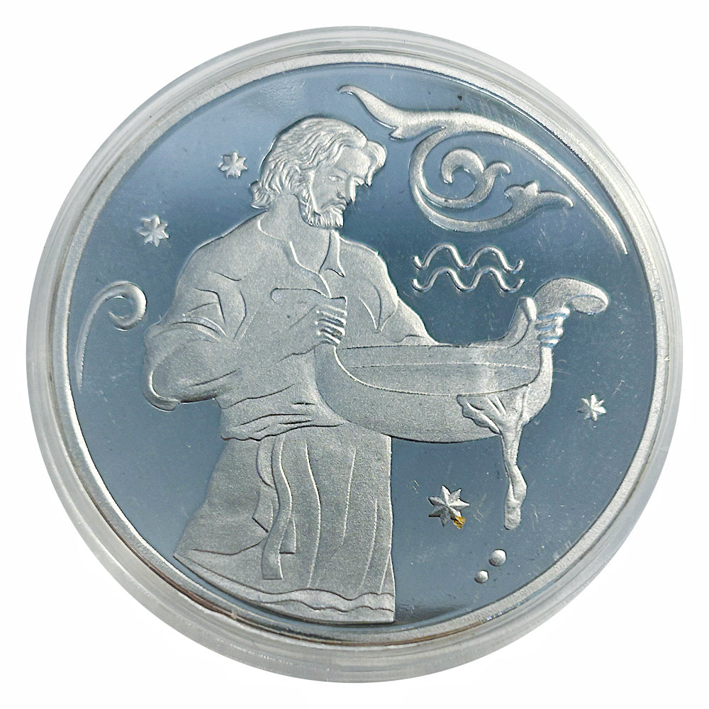 Lucky Craft Coin Zodiac Aquarius Commemorative Medal in Capsule