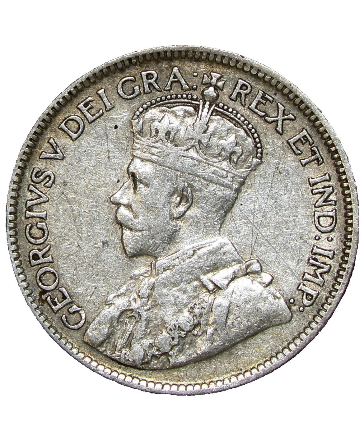 1917 C Newfoundland 25 Cents Silver  Coin VG