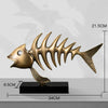 Modern Brass Fish Skeleton Sculpture – Luxury Abstract Coastal Home Decor Statue
