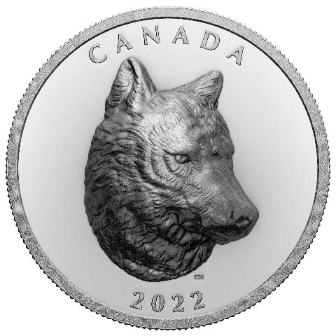 2022 Canada Silver  $25 Timber Wolf, Extraordinary High Relief