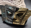 Mystic Bronze Mask Fridge Magnet – Vintage Tribal Wall & Refrigerator Decor, Collectible Resin Art