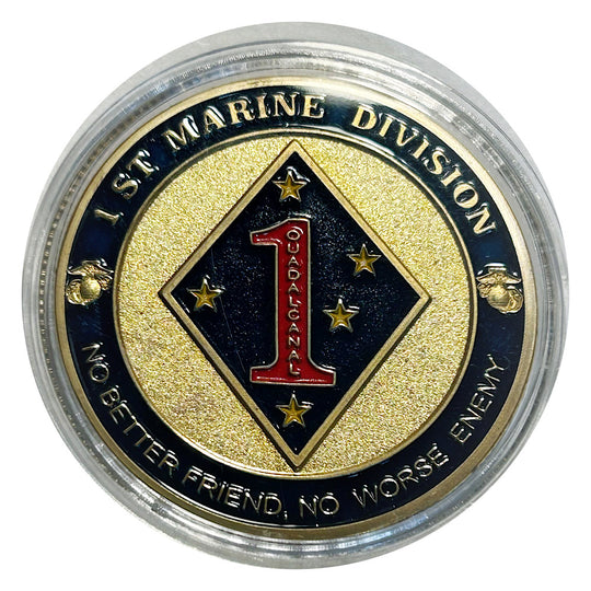 Lucky  Colored Coin US Marine Division in Protective Plastic Capsule