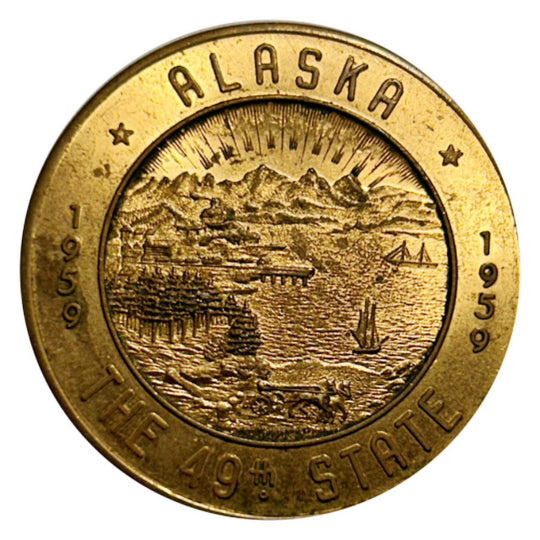 1959 Alaska The 49th State Commemorative Medal Vintage Style