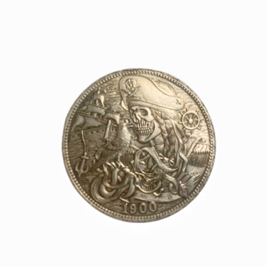 Copper Craft  Coin “Skeleton Pirate Captain  “40mm Hobo Nickel Big Coin