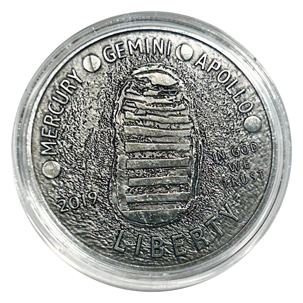 Lucky Copper Coin Moon Footprint in Protective Plastic Capsule