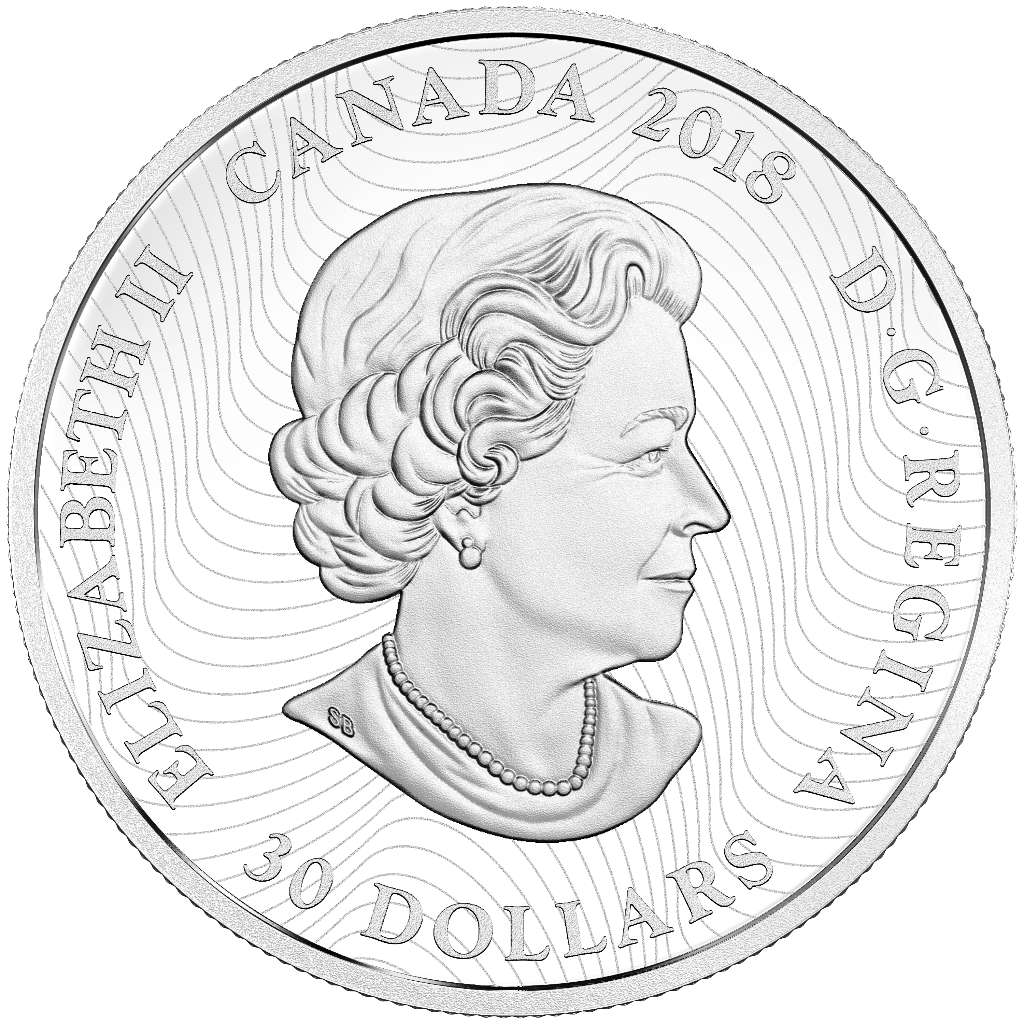 2018 Canada Silver  $30 Arctic Animals and Northern Lights: Polar Bear 2oz