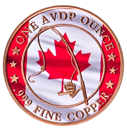 Canada Muskie Fishing 1 oz Pure Copper Colorized Bullion Round Fish Coin