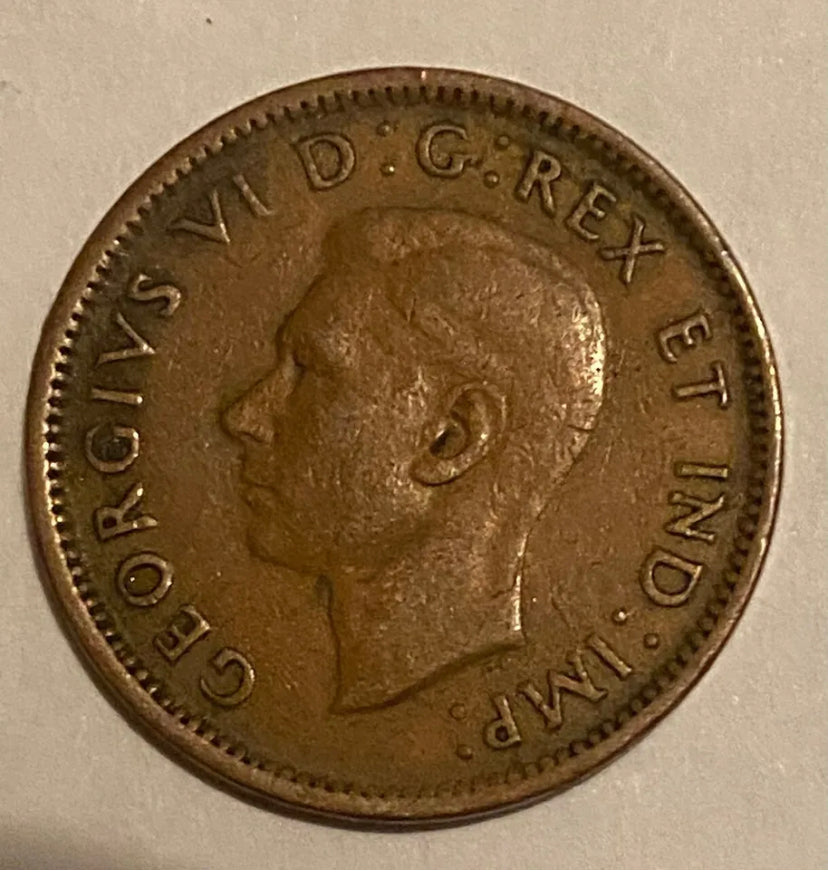 1942 1 Cent Canadian Penny Circulated Very Fine Condition