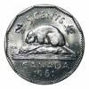 Pièce de 5 cents en nickel canadien de 1961. Canada Five Cents Castor BU