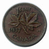 1 Cent kanadischer Penny von 1937 im Umlauf, sehr guter Zustand