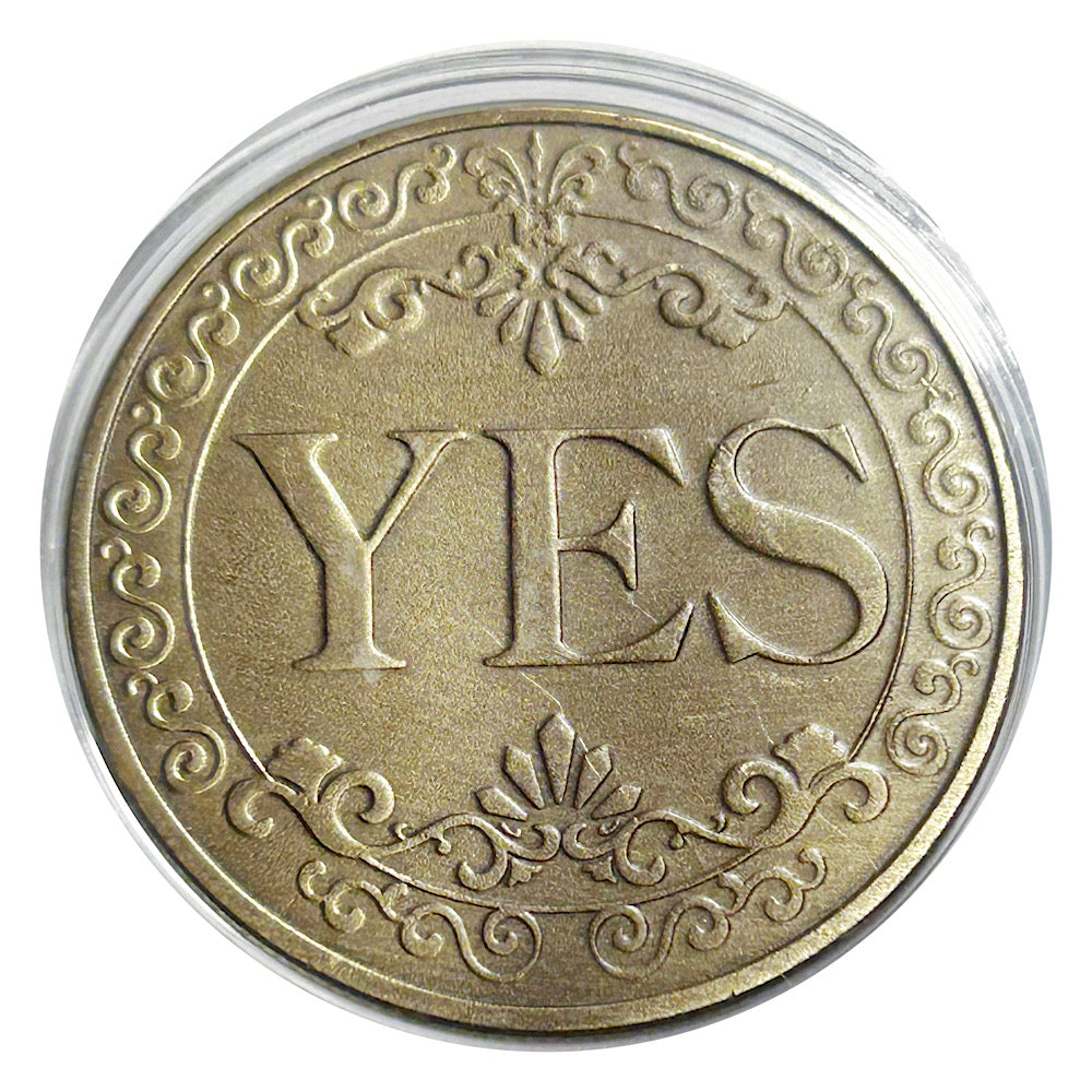 Lucky Coin YES Vintage Brass in Plastic Capsule