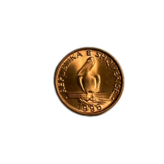 1996 Albania 1 Lek Bird Pelican Coin UNC