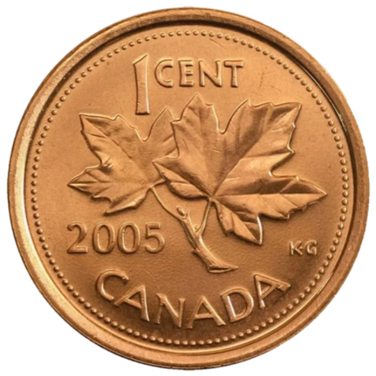 2005 Canadian 1-Cent Maple Leaf Twig Penny No P  BU