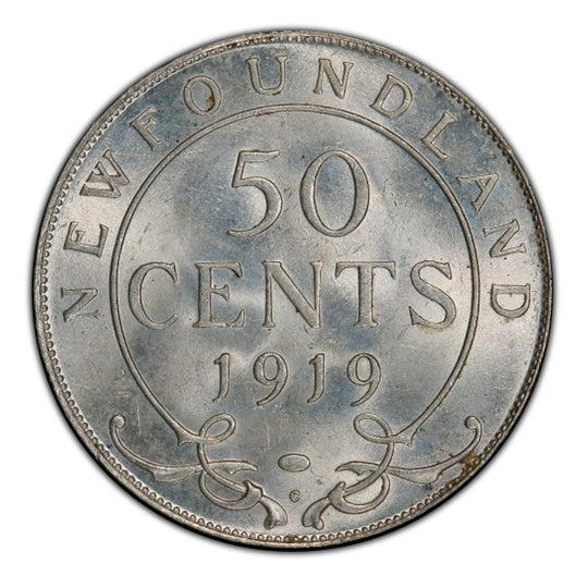 1919 C Canada Silver 50 cents Newfoundland  Coin VG