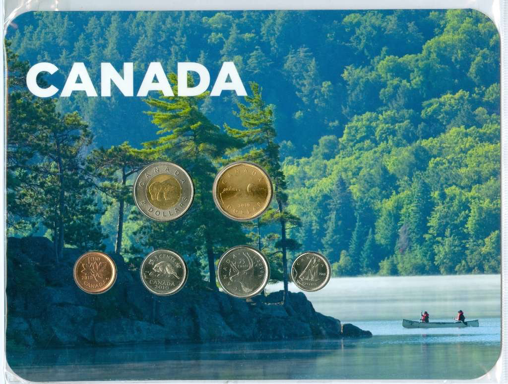 2010 Canada Base Metal Card Canoe Coin Collector Card to hold Standard 6 coins