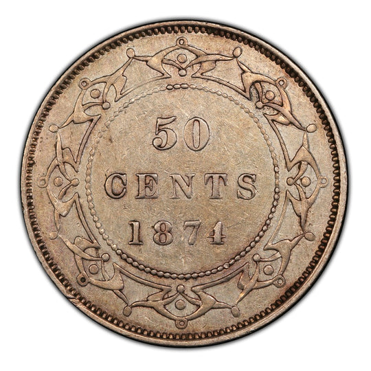 1874 Canada Silver 50 cents Newfoundland (Victoria) Coin VG