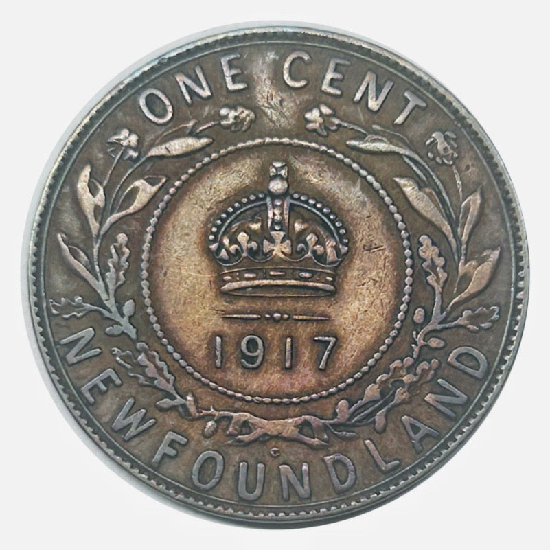1917 Newfoundland One Cent large Penny Coin VF