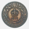 1917 Newfoundland One Cent large Penny Coin VF
