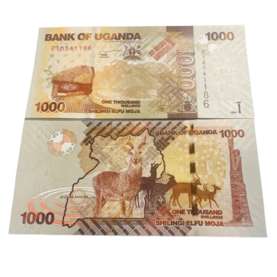 2017 Uganda 1000 Shillings UNC – Wildlife Deer Design – Bank of Uganda Note