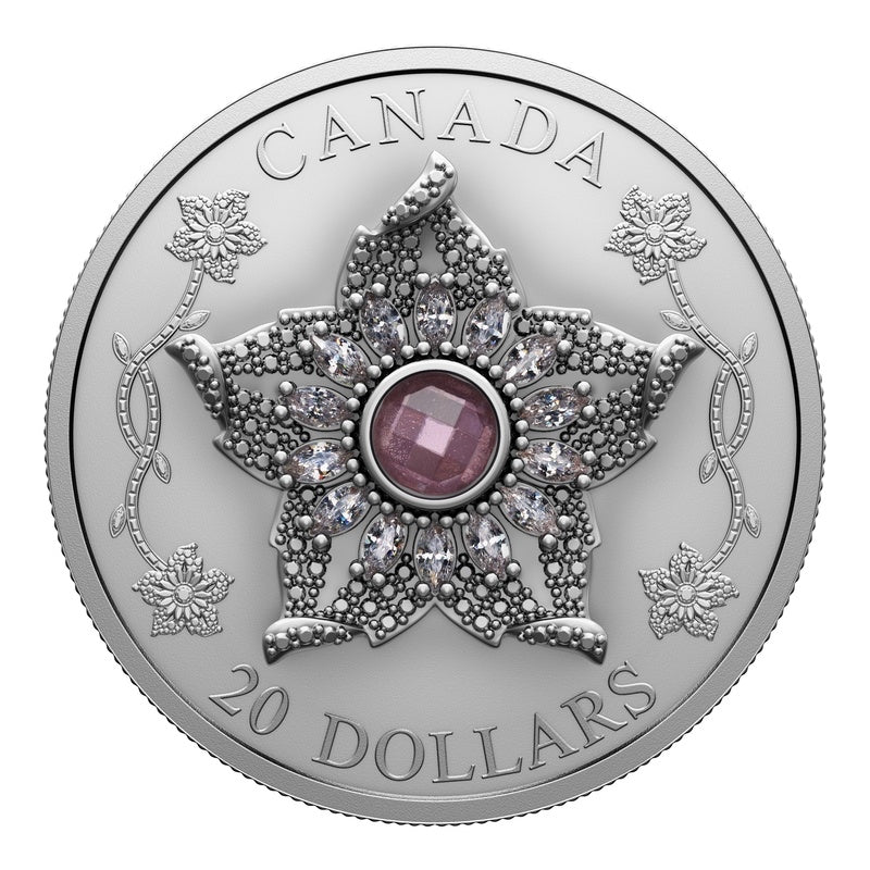 2025 Canada $20 Williamson Diamond Brooch 1 oz Silver Coin Crown Jewels