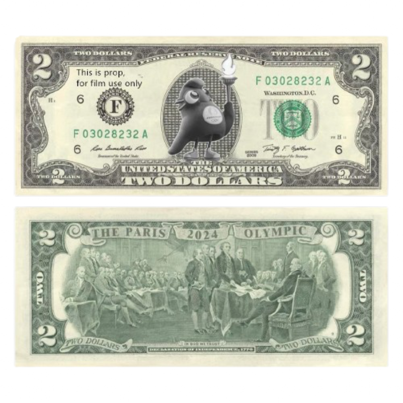 2024 Paris Olympic $2 Fantasy Prop Banknote Souvenir Novelty Collectible