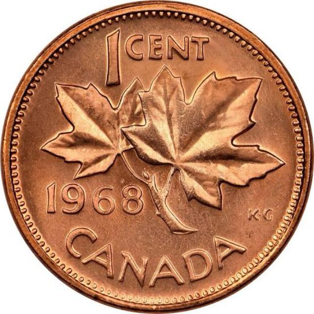 1968 Canada One Cent Copper Penny   BU