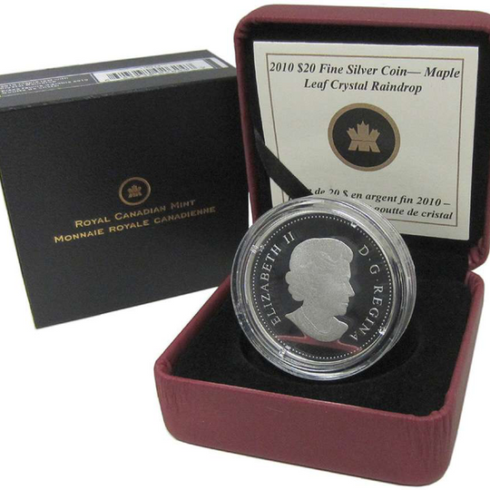 2010 Canada Silver  $20 Maple Leaf Crystal Raindrop PF 1.009oz, .9999