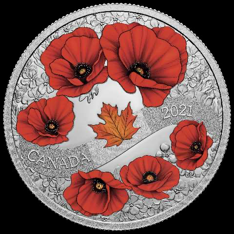 2021 Canada Silver  $20 A Wreath of Remembrance - Lest We Forget PF 1.01oz