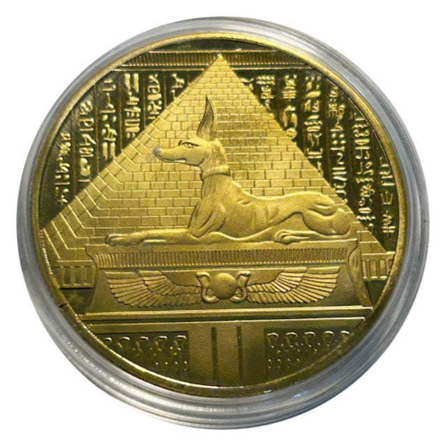 Lucky Copper Coin Anubis Egyptian God  Memorial in Plastic Capsule