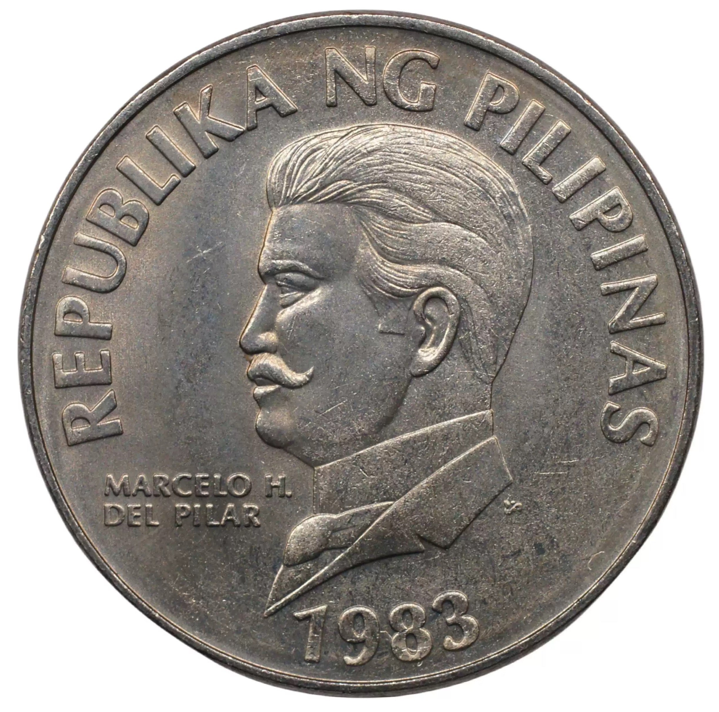 1983 Philippines 50 sentimos coin Eagle attacking  bird animal BU