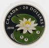 2010 Canada $20 Water Lily Swarovski Crystals .9999 Silver Proof Coin