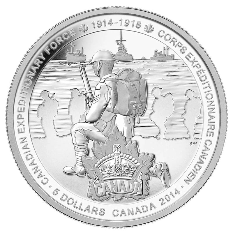 2014 Canada $5 Canadian Expeditionary Force .9999 Pure Silver Coin WWI