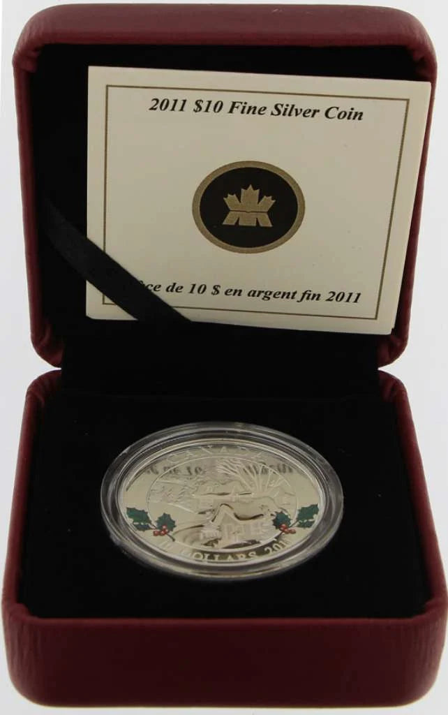 2011 Canada $10 Wintertown Winter Town .9999 Silver Coloured Proof Coin