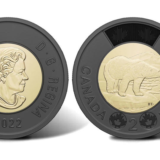 2022 Canada Honouring Queen Elizabeth Black Ring Toonie Coin From Special Wrap Roll.