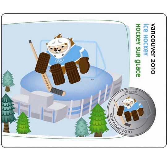 2010 Canada 50-cent Olympic Mascot Collector Card  Quatchi Skating Figure