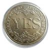 Lucky Coin YES Vintage Brass in Plastic Capsule